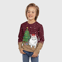 Лонгслив детский Кот Бендер и ёлка, цвет: 3D-принт — фото 2