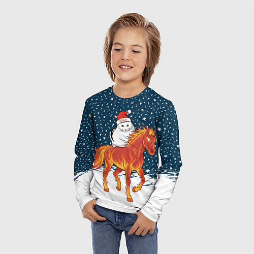 Детский лонгслив Кот Бендер и огненный конь - 2026 / 3D-принт – фото 3