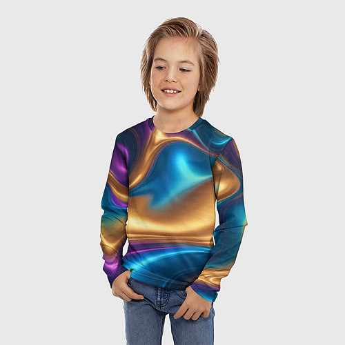 Детский лонгслив Сплавы разноцветные / 3D-принт – фото 3