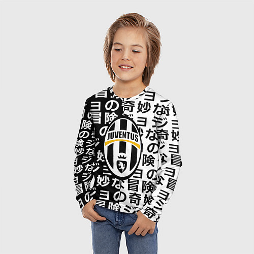 Детский лонгслив Ювентус японский паттерн / 3D-принт – фото 3
