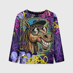 Лонгслив детский Лошадь в очках граффити, цвет: 3D-принт