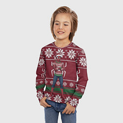 Лонгслив детский Человек паук в вязаном свитере - новый год, цвет: 3D-принт — фото 2