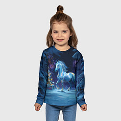 Лонгслив детский Сияющая новогодняя лошадка, цвет: 3D-принт — фото 2