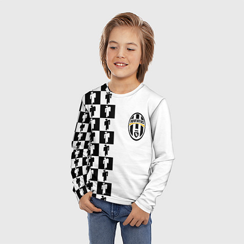 Детский лонгслив Ювентус паттерн люди / 3D-принт – фото 3
