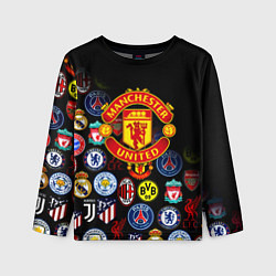 Детский лонгслив Манчестер логотипы команд