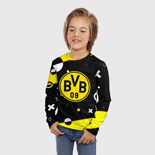 Детский лонгслив Borussia геометрия текстура / 3D-принт – фото 3