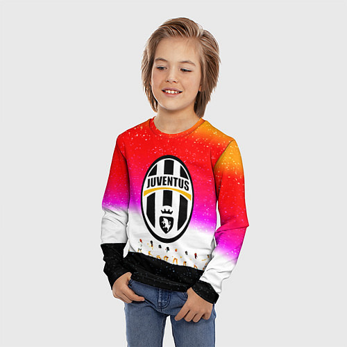 Детский лонгслив Ювентус спорт люди / 3D-принт – фото 3