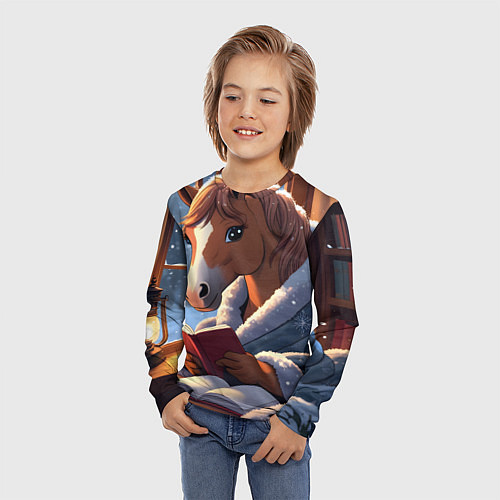 Детский лонгслив Лошадка зимой / 3D-принт – фото 3