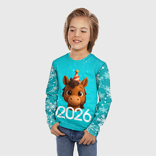 Детский лонгслив Голова лошадки / 3D-принт – фото 3