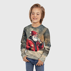 Лонгслив детский Санта с капучино, цвет: 3D-принт — фото 2