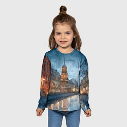Лонгслив детский Санкт-Петербург зимний город, цвет: 3D-принт — фото 2