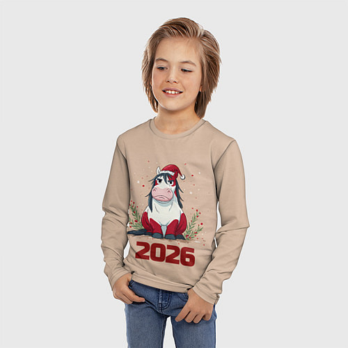 Детский лонгслив Карикатурная лошадка 2026 / 3D-принт – фото 3