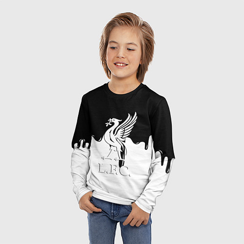 Детский лонгслив Ливерпуль разводы красок / 3D-принт – фото 3