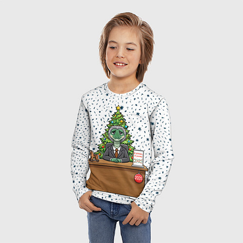 Детский лонгслив Я устал я ухожу - новогодний мем 2026 / 3D-принт – фото 3