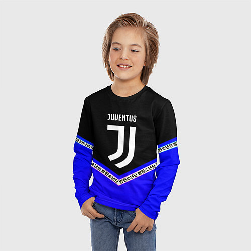 Детский лонгслив Ювентус япония геометрия / 3D-принт – фото 3