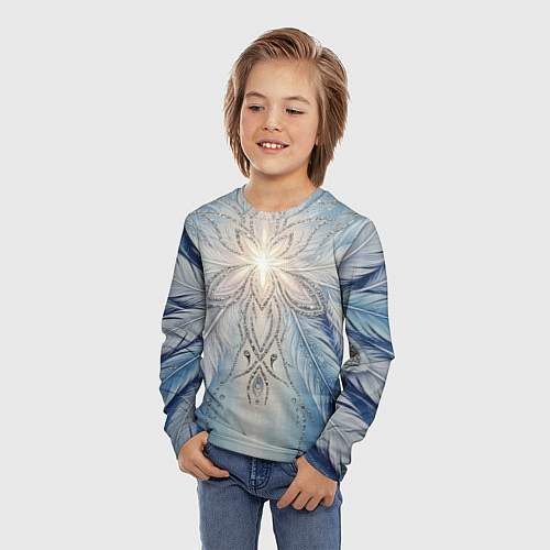 Детский лонгслив Ледяной перьевой орнамент со светом / 3D-принт – фото 3