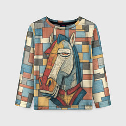 Лонгслив детский Конь и квадраты, цвет: 3D-принт