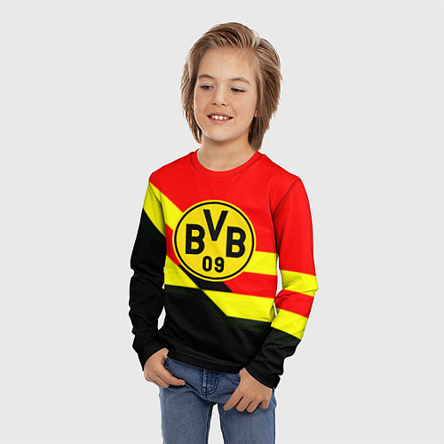 Детский лонгслив Borussia геомтерия спорт / 3D-принт – фото 3