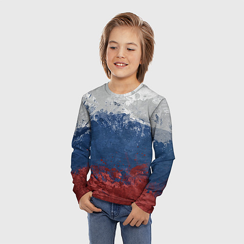 Детский лонгслив Флаг России / 3D-принт – фото 3