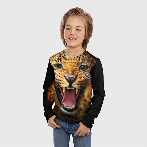 Детский лонгслив Рык леопарда / 3D-принт – фото 3