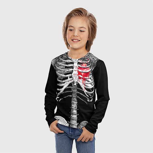 Детский лонгслив Скелет с сердцем / 3D-принт – фото 3