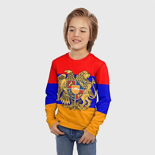 Детский лонгслив Герб и флаг Армении / 3D-принт – фото 3