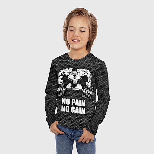 Детский лонгслив No pain, no gain / 3D-принт – фото 3