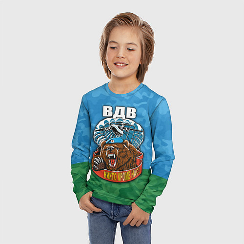 Детский лонгслив ВДВ медведь - никто кроме нас / 3D-принт – фото 3