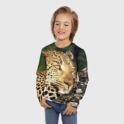 Лонгслив детский Леопард в лесу, цвет: 3D-принт — фото 2