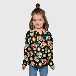 Лонгслив детский День мертвецов - черепа, цвет: 3D-принт — фото 2