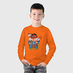 Лонгслив хлопковый детский Забавные Индейцы 7, цвет: оранжевый — фото 2
