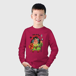 Лонгслив хлопковый детский Забавные Индейцы 8, цвет: маджента — фото 2