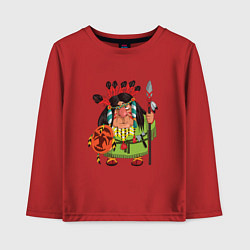 Лонгслив хлопковый детский Забавные Индейцы 8, цвет: красный