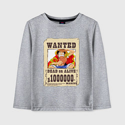 Лонгслив хлопковый детский Wanted Luffy, цвет: меланж