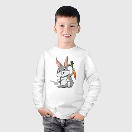 Детский лонгслив Зайка с морковью / Белый – фото 3