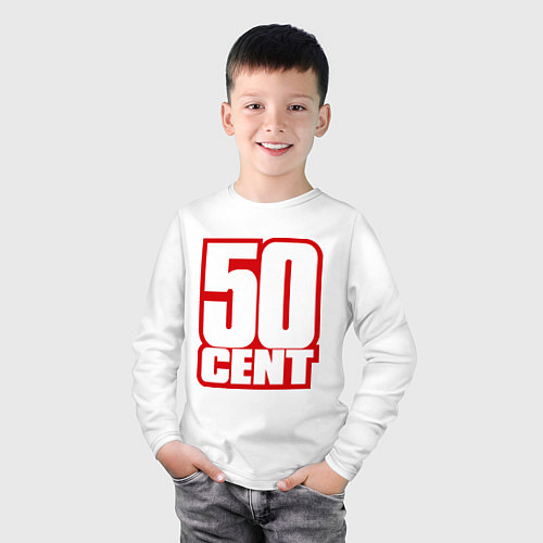 Детский лонгслив 50 cent / Белый – фото 3