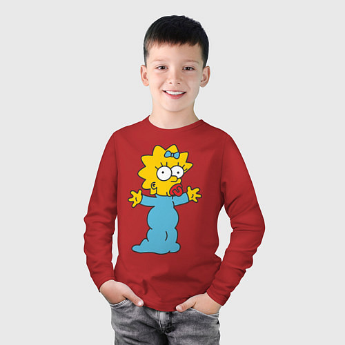 Детский лонгслив Maggie Simpson / Красный – фото 3