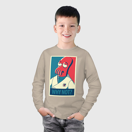 Детский лонгслив Zoidberg: Why not? / Миндальный – фото 3