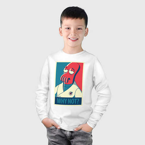 Детский лонгслив Zoidberg: Why not? / Белый – фото 3