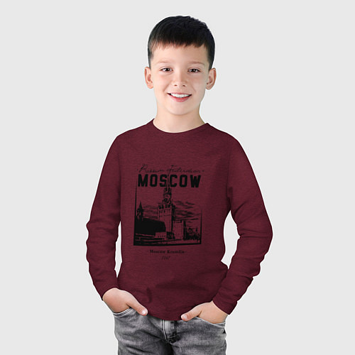 Детский лонгслив Moscow Kremlin 1147 / Меланж-бордовый – фото 3