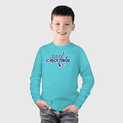 Лонгслив хлопковый детский Washington Capitals, цвет: бирюзовый — фото 2