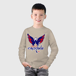 Лонгслив хлопковый детский Washington Capitals: Ovechkin, цвет: миндальный — фото 2