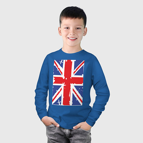 Детский лонгслив Британский флаг / Синий – фото 3