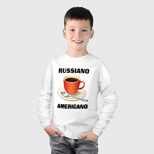 Детский лонгслив Russiano is not americano / Белый – фото 3