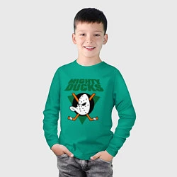 Лонгслив хлопковый детский Anaheim Mighty Ducks, цвет: зеленый — фото 2