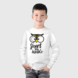 Лонгслив хлопковый детский Owl: Smart and humble, цвет: белый — фото 2