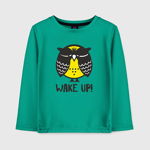 Детский лонгслив Owl: Wake up! / Зеленый – фото 1