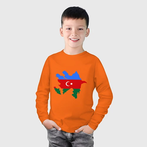 Детский лонгслив Azerbaijan map / Оранжевый – фото 3