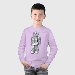 Лонгслив хлопковый детский Робот, цвет: лаванда — фото 2