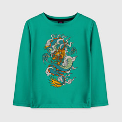 Лонгслив хлопковый детский Дракон, цвет: зеленый